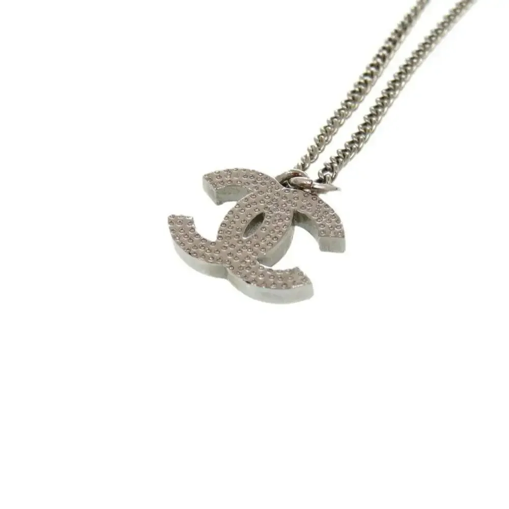 CHANEL Silver Logo Necklace